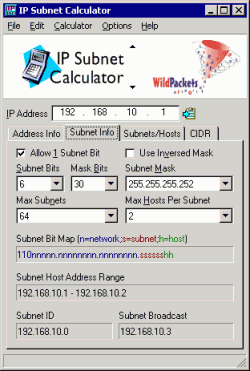 WildPackets IP Subnet Calculator