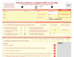 Přehled o příjmech a výdajích OSVČ - formulář za rok 2009 